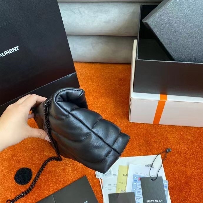 Sa**t Lau*nt so black puffer toy bag in black lambskin