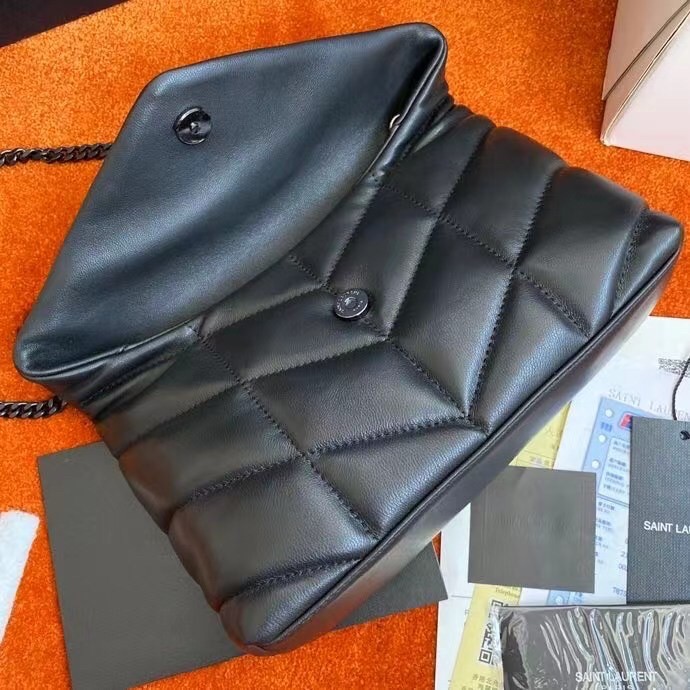 Sa**t Lau*nt so black puffer toy bag in black lambskin