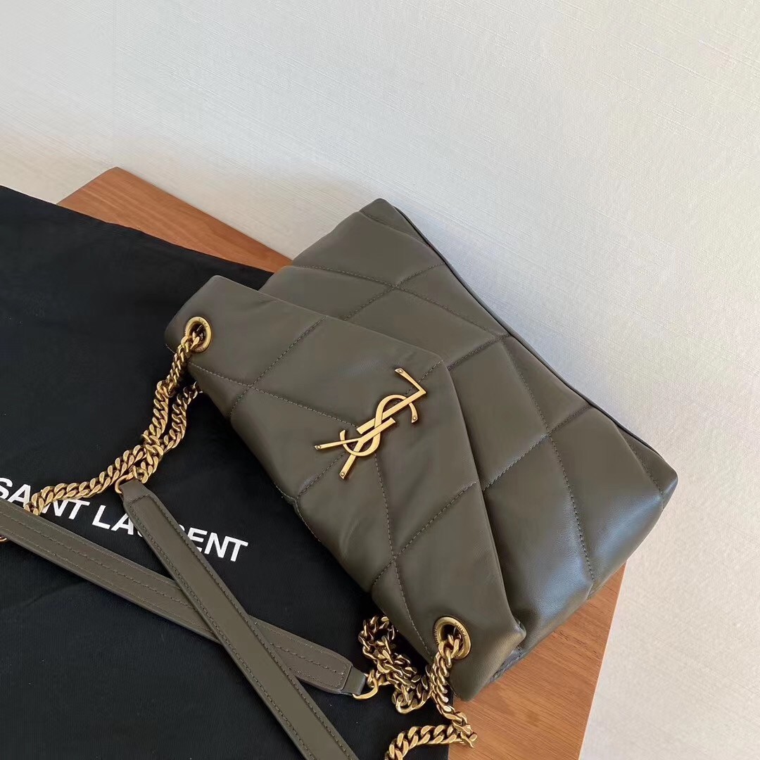 Sa**t Lau*nt loulou puffer small bag in green lambskin