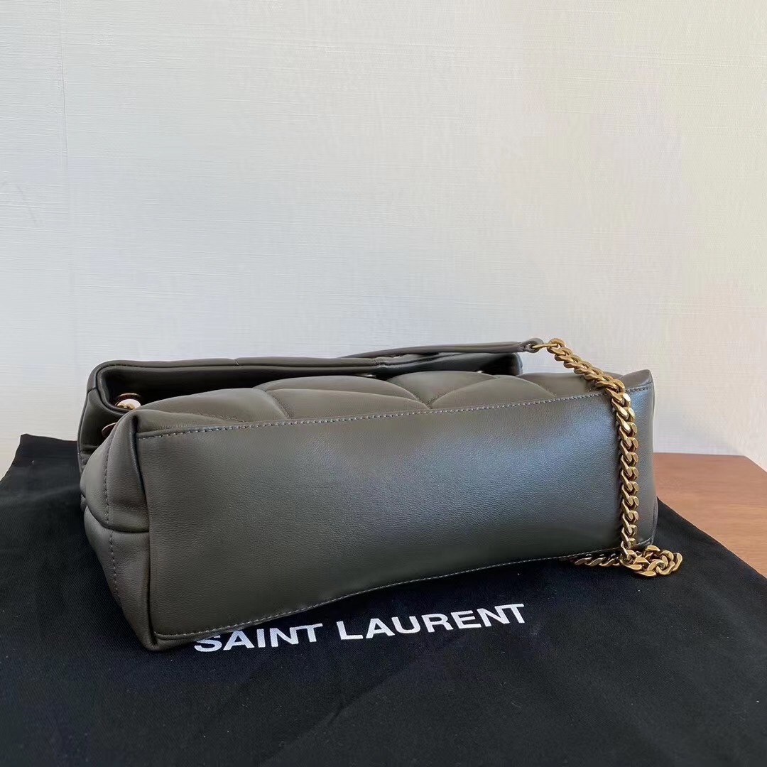 Sa**t Lau*nt loulou puffer small bag in green lambskin