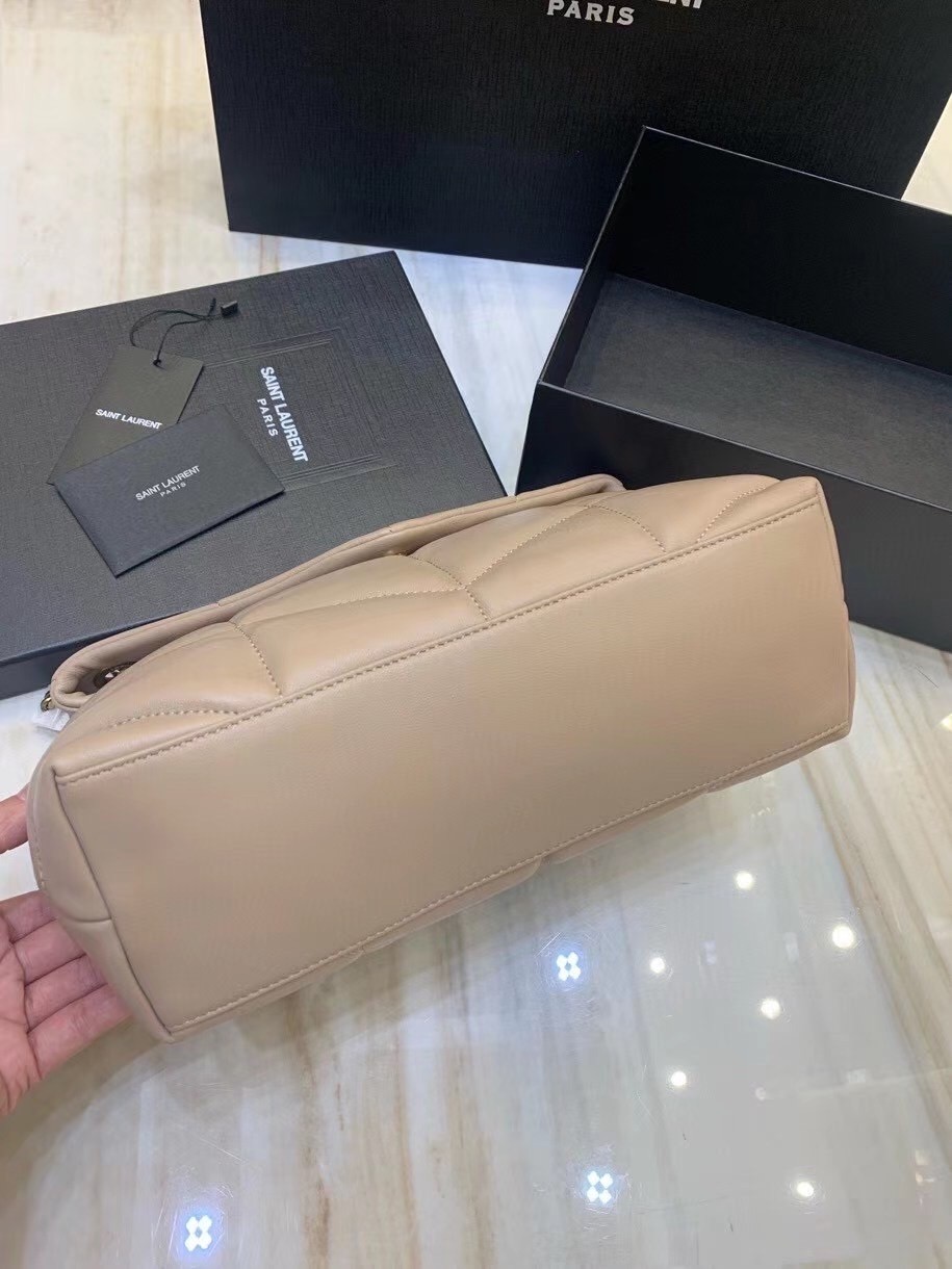 Sa**t Lau*nt small loulou puffer bag in beige lambskin