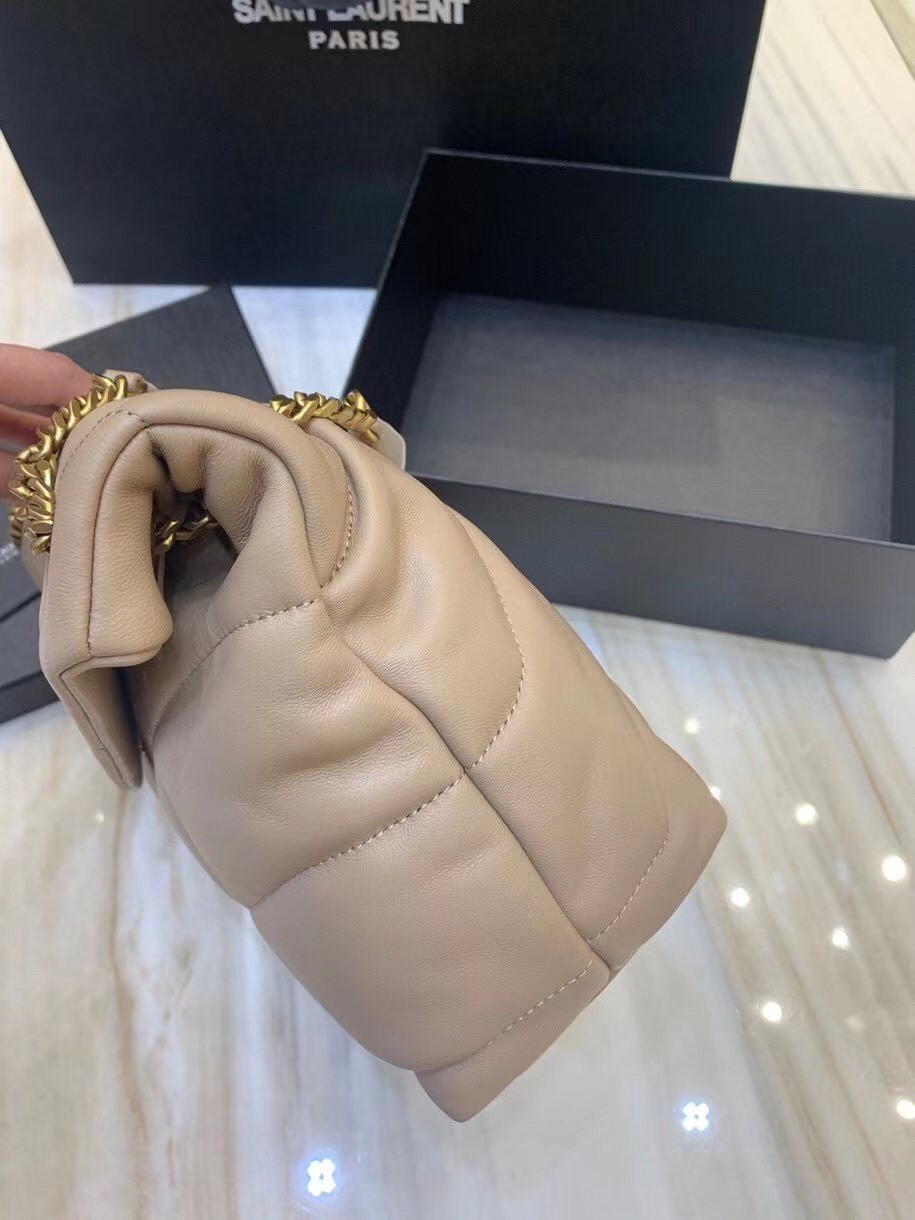 Sa**t Lau*nt small loulou puffer bag in beige lambskin