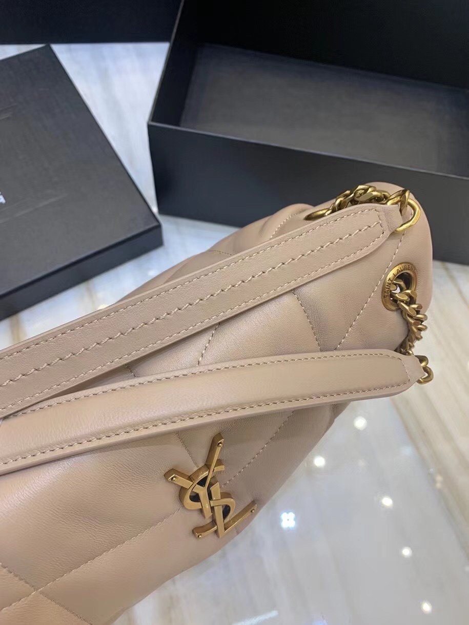 Sa**t Lau*nt small loulou puffer bag in beige lambskin