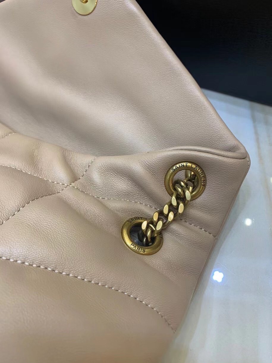 Sa**t Lau*nt small loulou puffer bag in beige lambskin