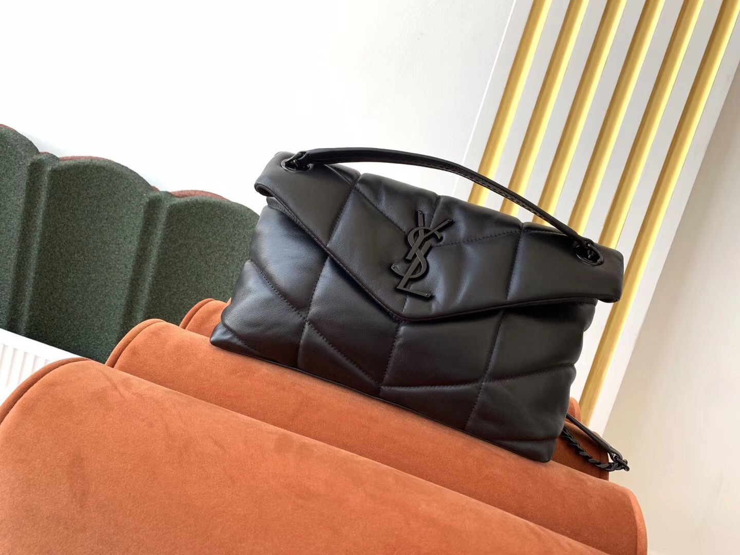 Sa**t Lau*nt so black loulou puffer small bag