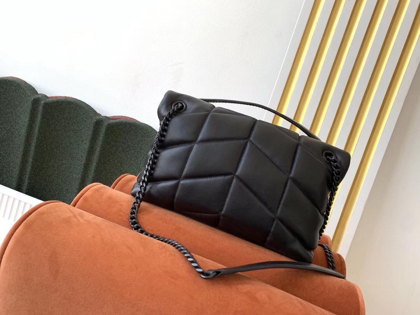 Sa**t Lau*nt so black loulou puffer small bag