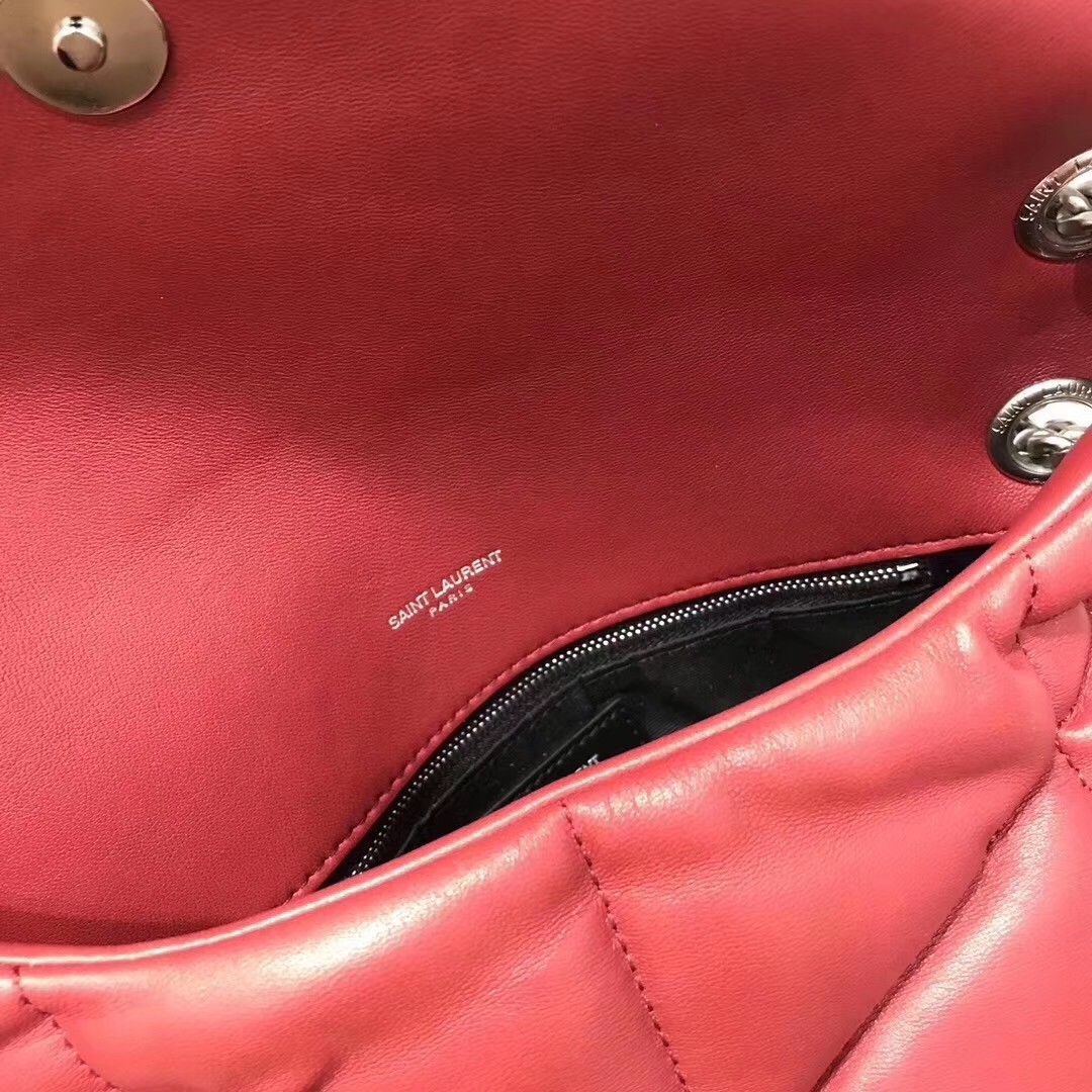 Sa**t Lau*nt loulou puffer small bag in red lambskin