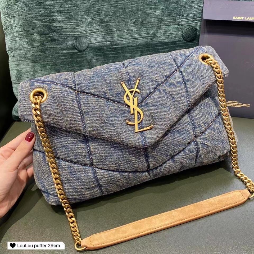 Sa**t Lau*nt loulou small bag in quilted vintage denim