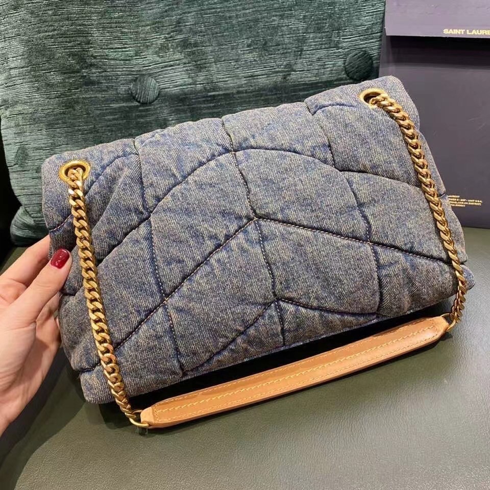 Sa**t Lau*nt loulou small bag in quilted vintage denim