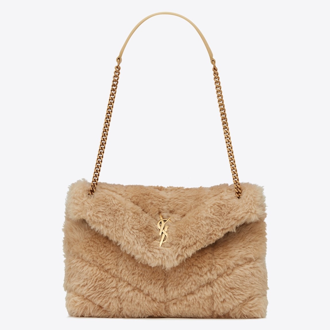 Sa**t Lau*nt loulou small bag in beige shearling