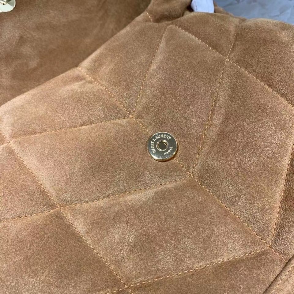 Sa**t Lau*nt loulou puffer small bag in brown suede leather