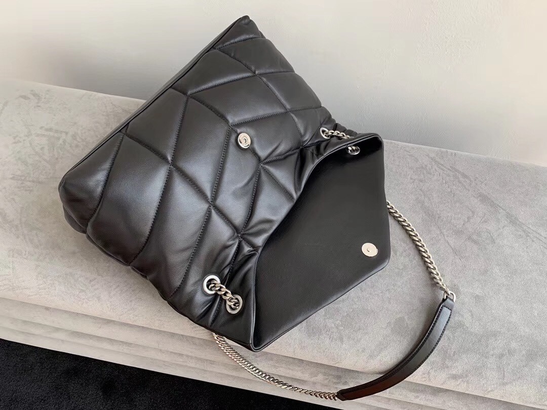 Sa**t Lau*nt loulou puffer medium bag in black lambskin