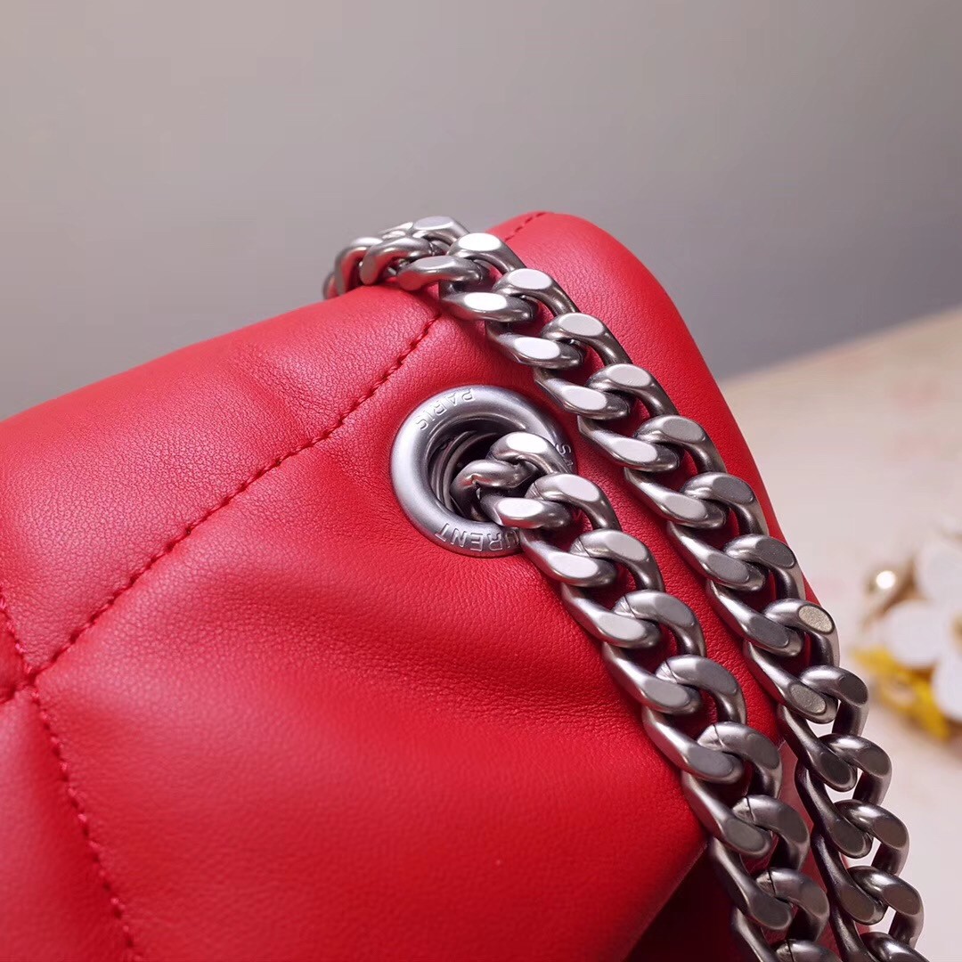 Sa**t Lau*nt loulou puffer medium bag in red lambskin