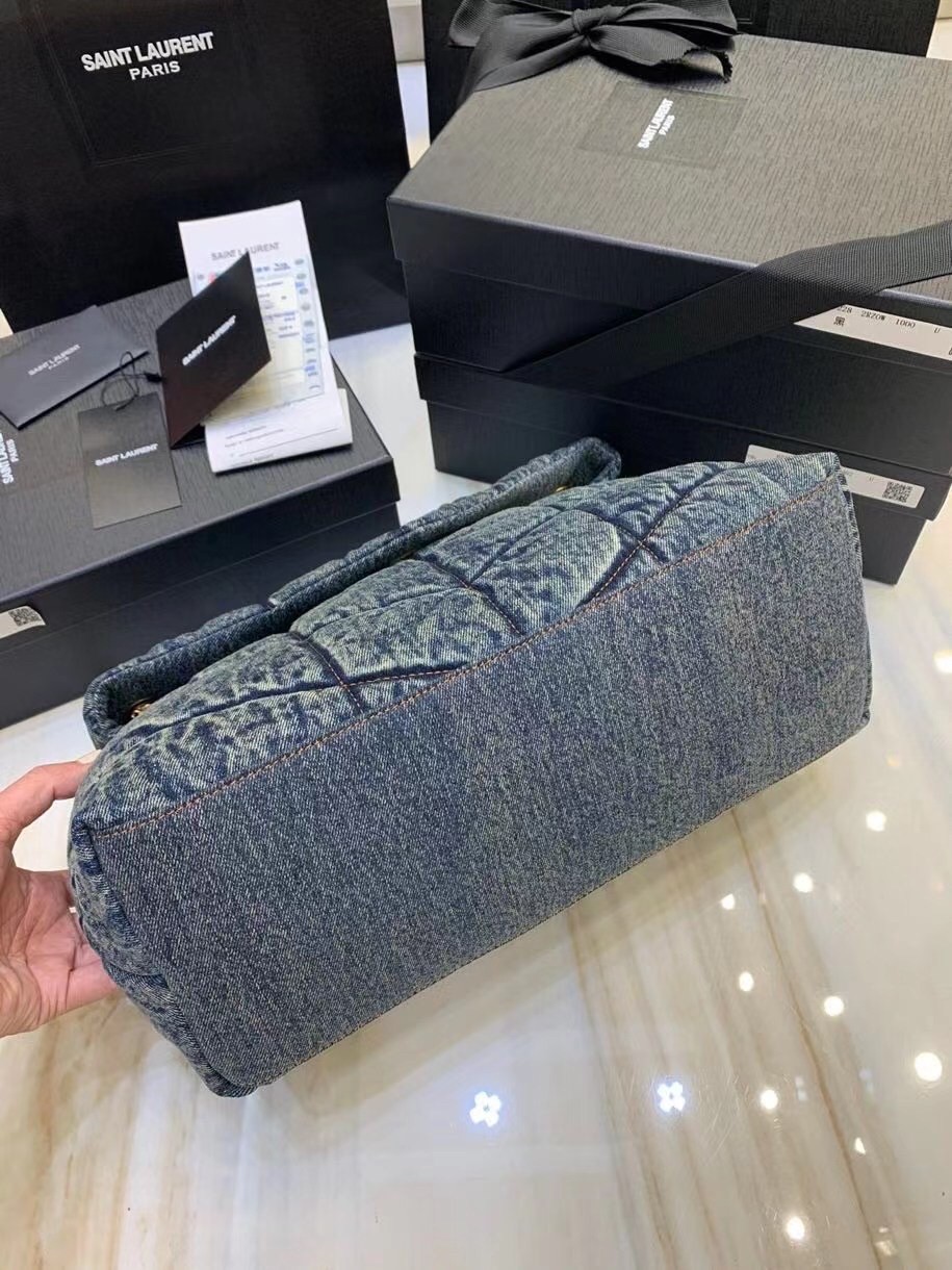 Sa**t Lau*nt loulou puffer medium bag in vintage denim