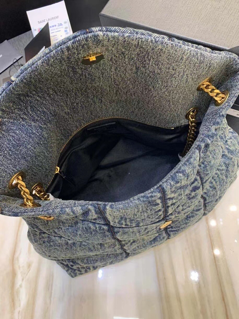 Sa**t Lau*nt loulou puffer medium bag in vintage denim