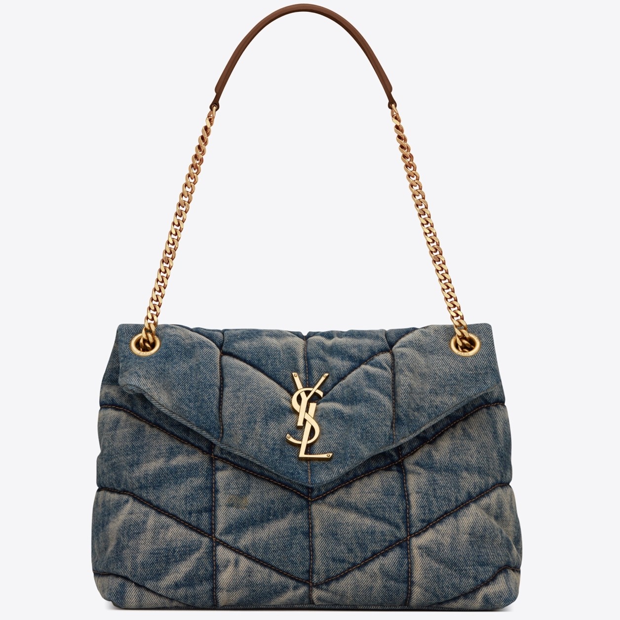 Sa**t Lau*nt loulou puffer medium bag in vintage denim