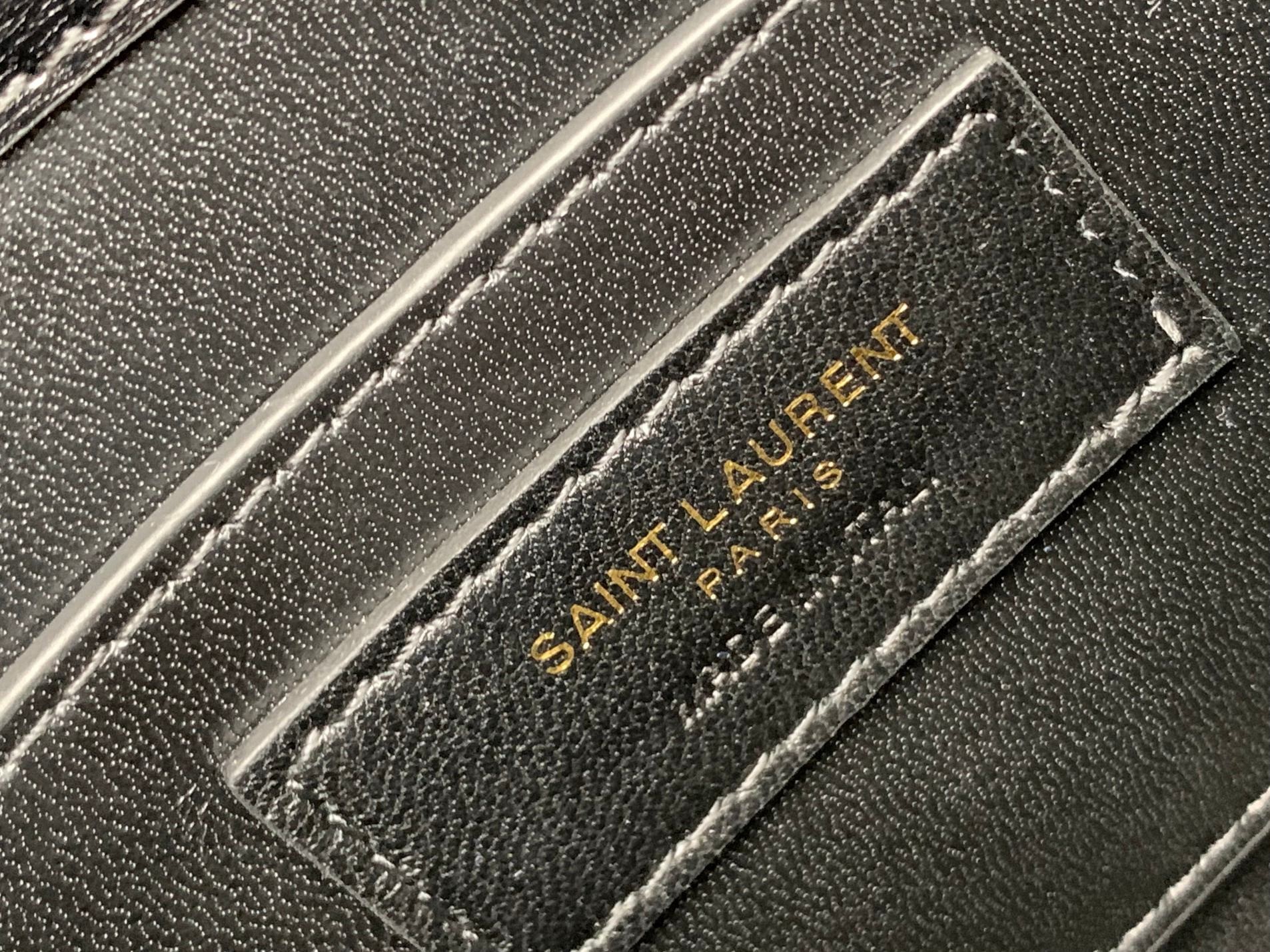 Sa**t Lau*nt manhattan mini shoulder bag in black calfskin