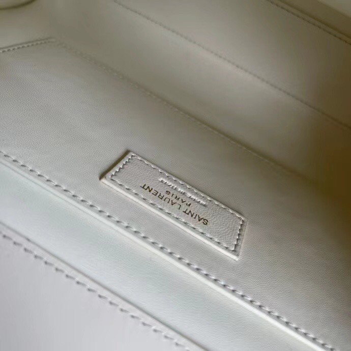 Sa**t Lau*nt manhattan baguette bag in white calfskin