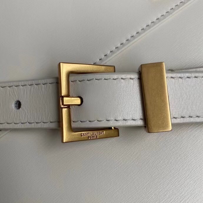 Sa**t Lau*nt manhattan baguette bag in white calfskin