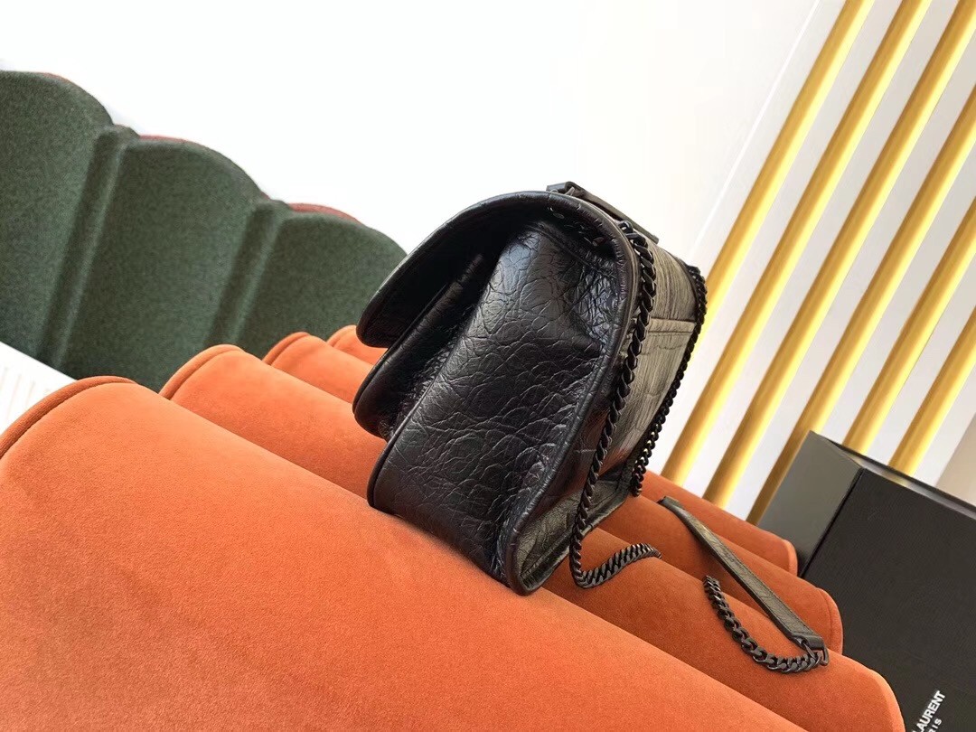 Sa**t Lau*nt niki baby bag in black crocodile embossed leather