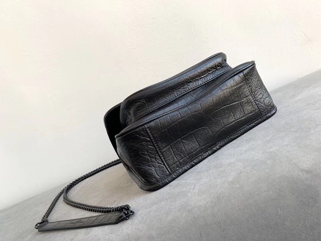 Sa**t Lau*nt niki baby bag in black crocodile embossed leather