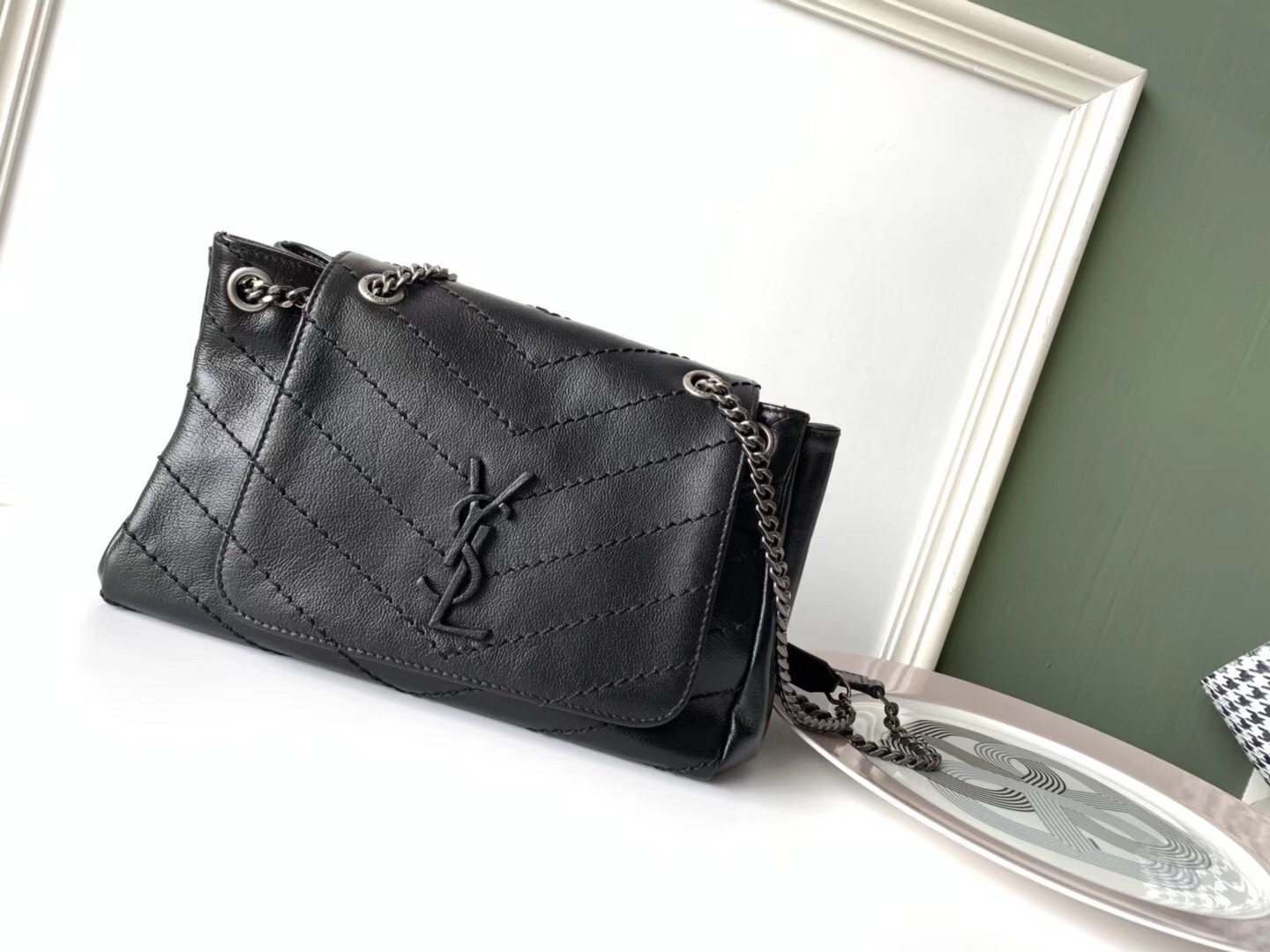 Sa**t Lau*nt nolita small bag in black quilted leather