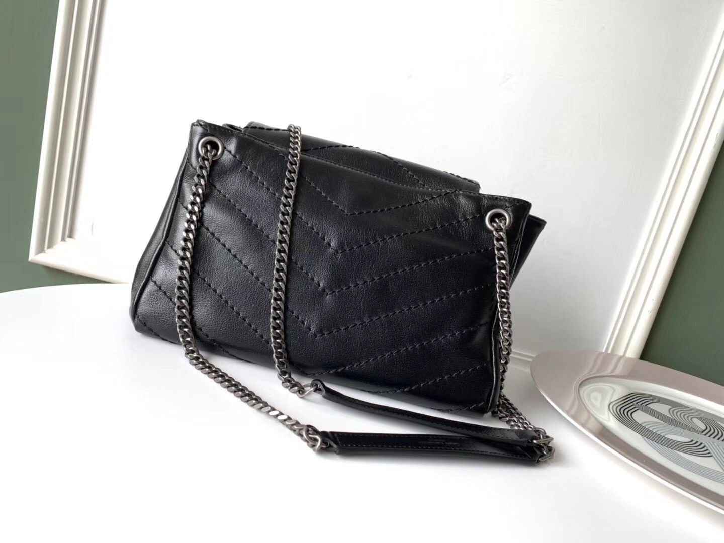 Sa**t Lau*nt nolita small bag in black quilted leather