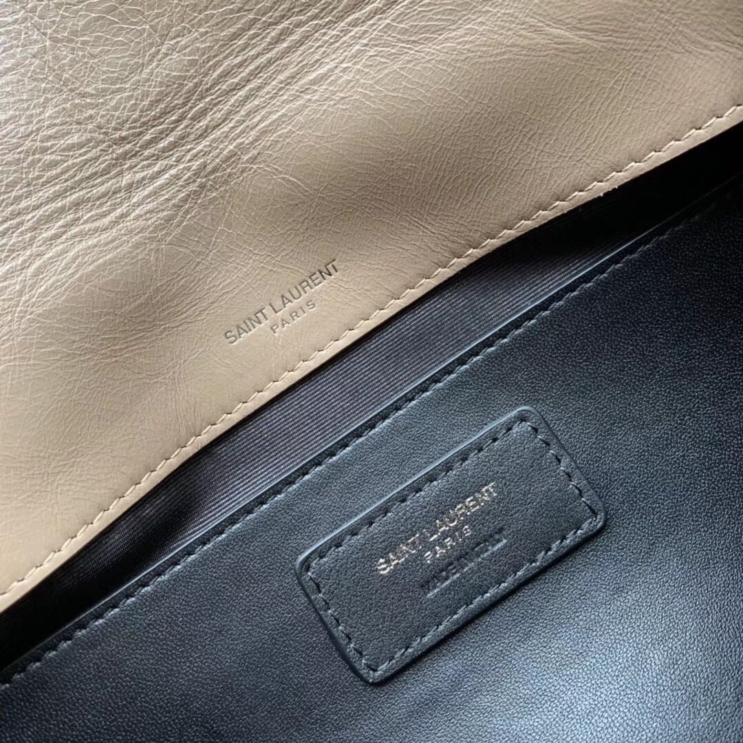 Sa**t Lau*nt medium niki bag in taupe crinkled leather