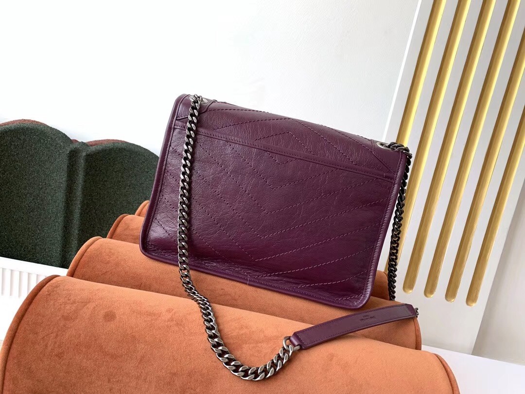 Sa**t Lau*nt medium niki bag in prunia crinkled leather