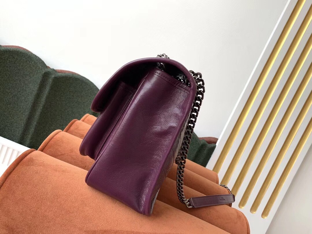 Sa**t Lau*nt medium niki bag in prunia crinkled leather