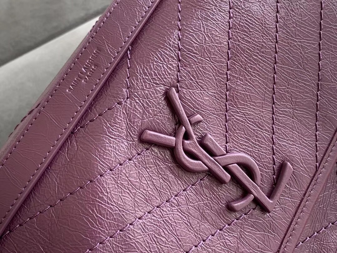 Sa**t Lau*nt medium niki bag in prunia crinkled leather