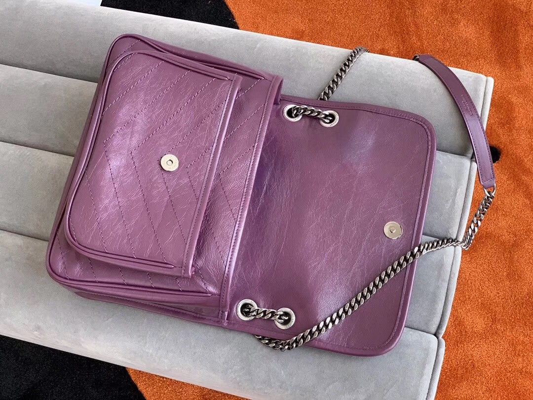 Sa**t Lau*nt medium niki bag in prunia crinkled leather