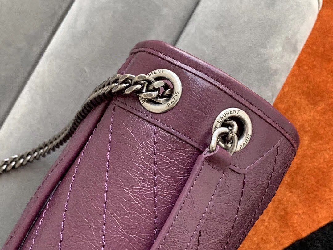 Sa**t Lau*nt medium niki bag in prunia crinkled leather