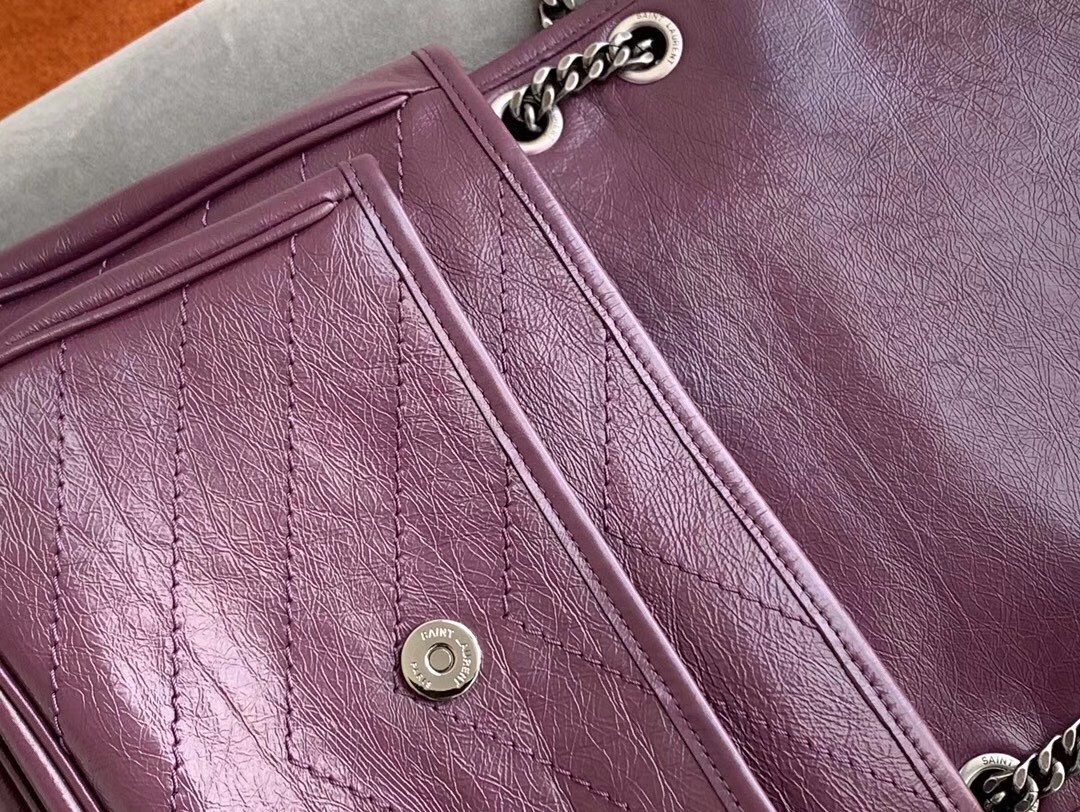Sa**t Lau*nt medium niki bag in prunia crinkled leather