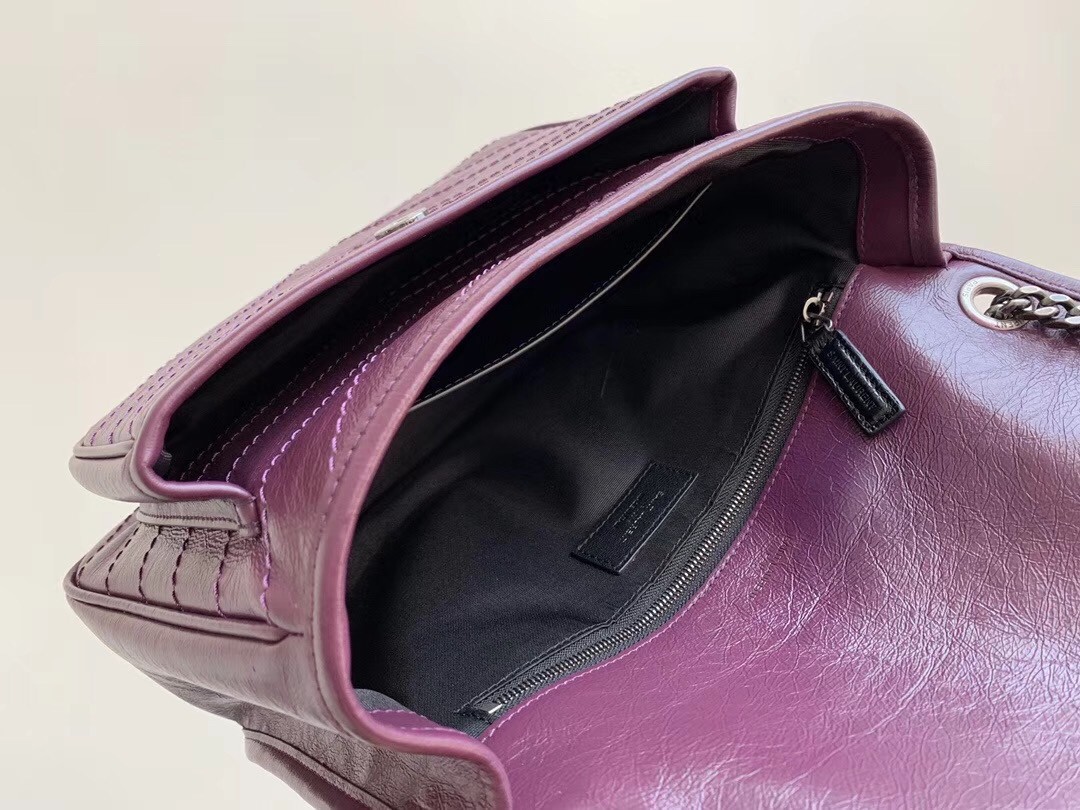Sa**t Lau*nt medium niki bag in prunia crinkled leather