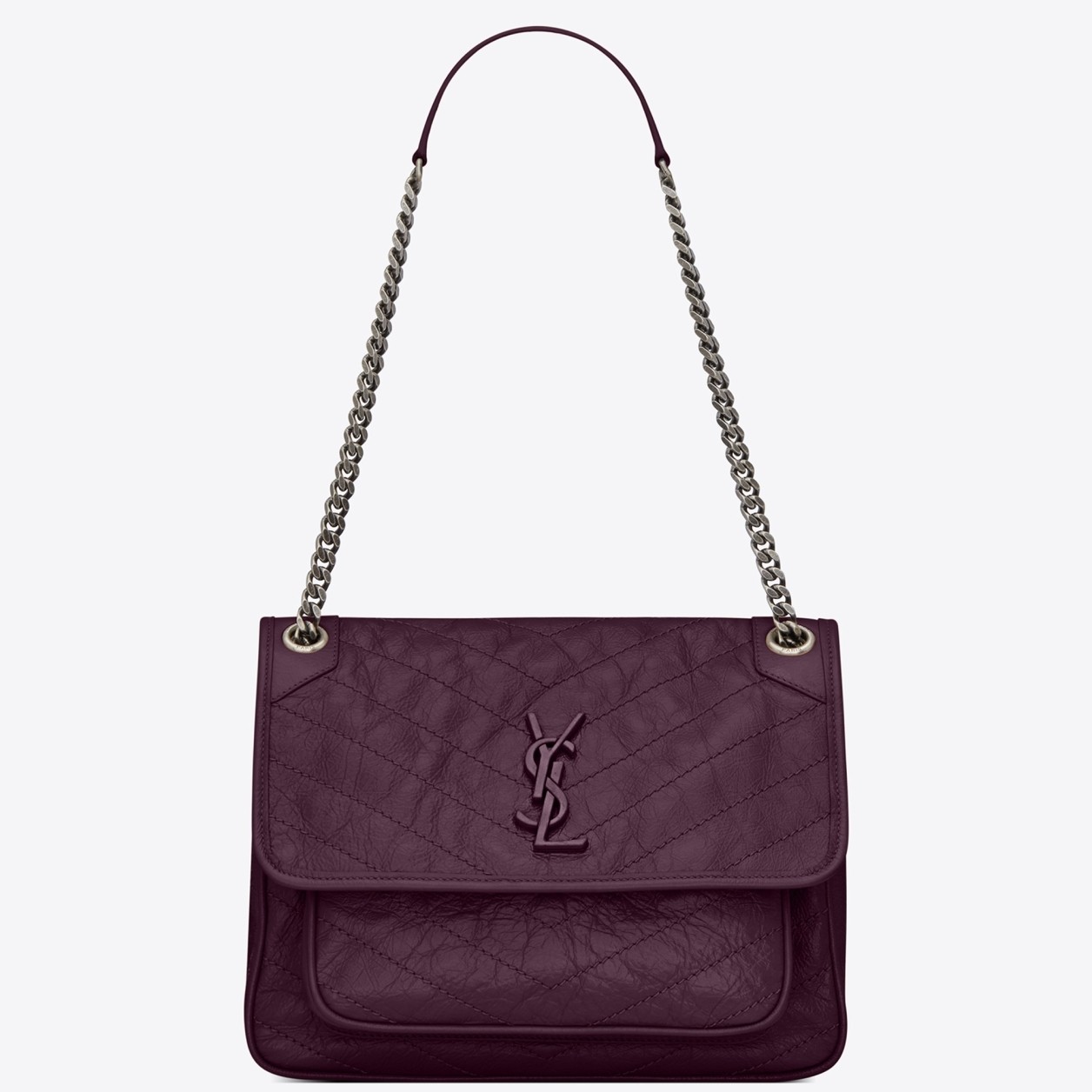Sa**t Lau*nt medium niki bag in prunia crinkled leather