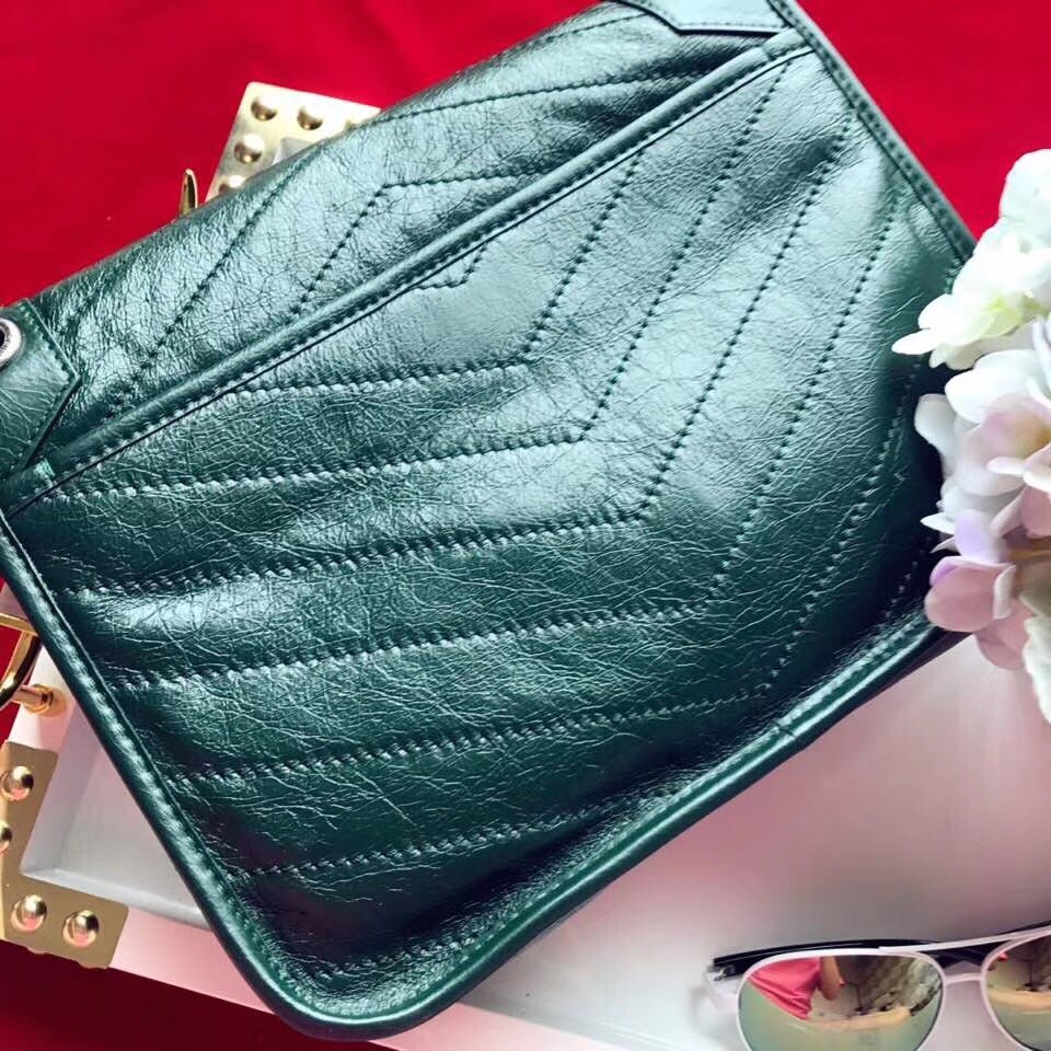 Sa**t Lau*nt medium niki bag in turquoise vintage leather