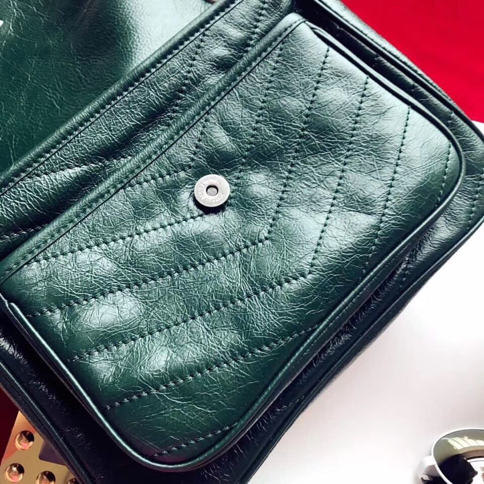Sa**t Lau*nt medium niki bag in turquoise vintage leather