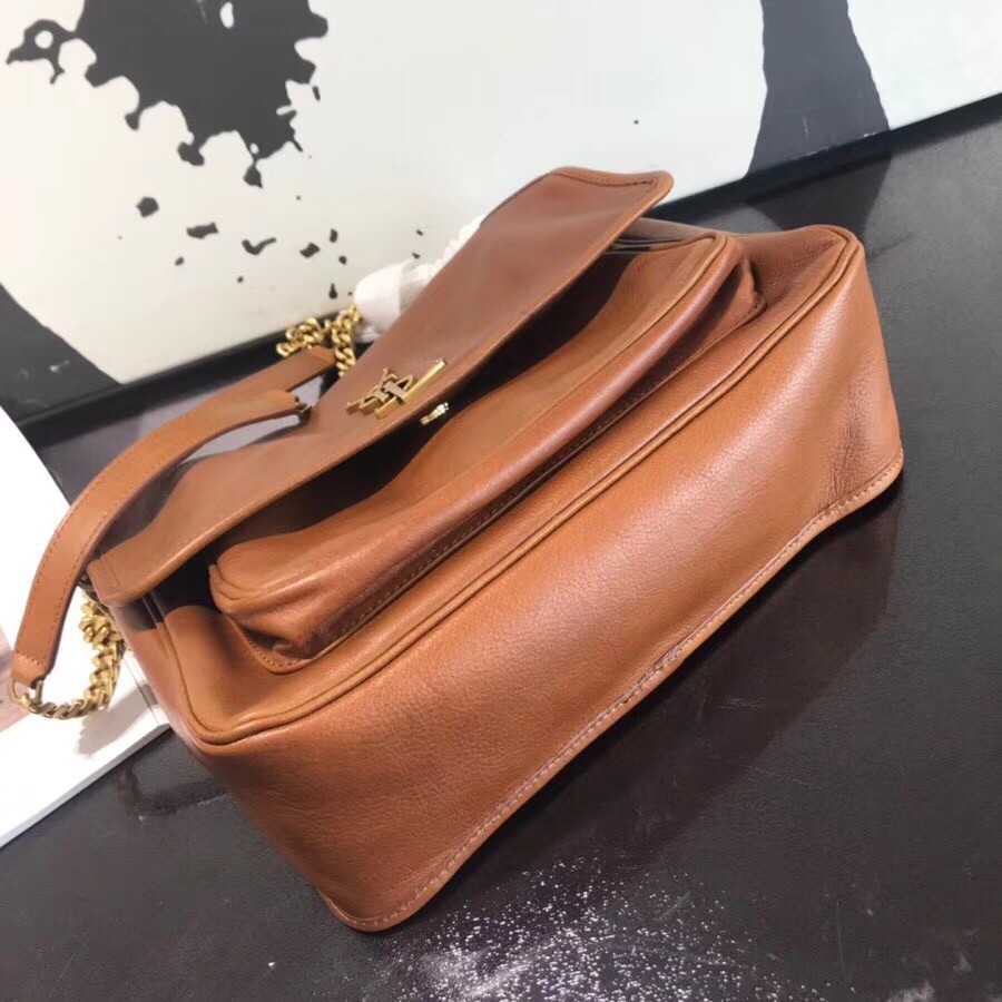 Sa**t Lau*nt medium niki chain bag in brown crinkled leather