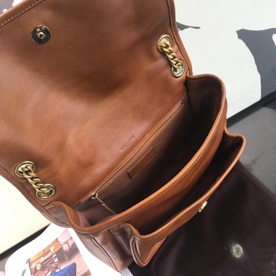 Sa**t Lau*nt medium niki chain bag in brown crinkled leather