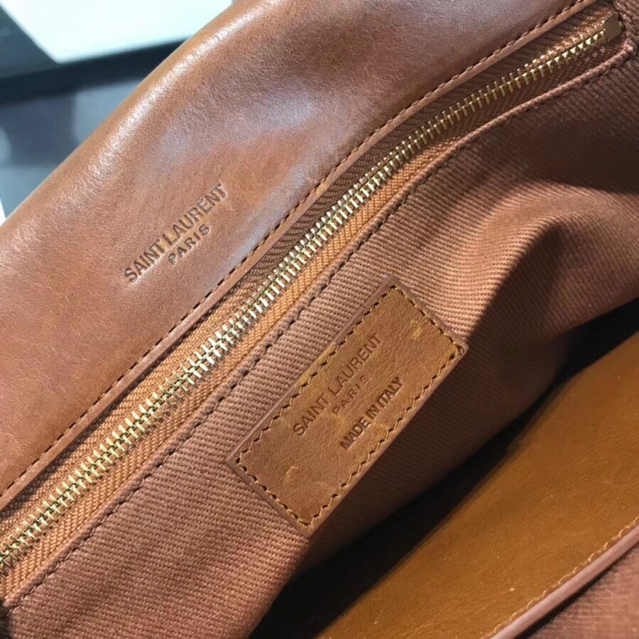 Sa**t Lau*nt medium niki chain bag in brown crinkled leather