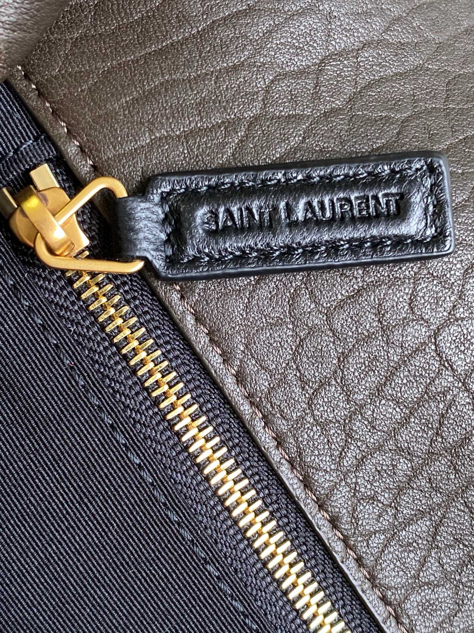 Sa**t Lau*nt niki medium chain bag in chocolate grained lambskin