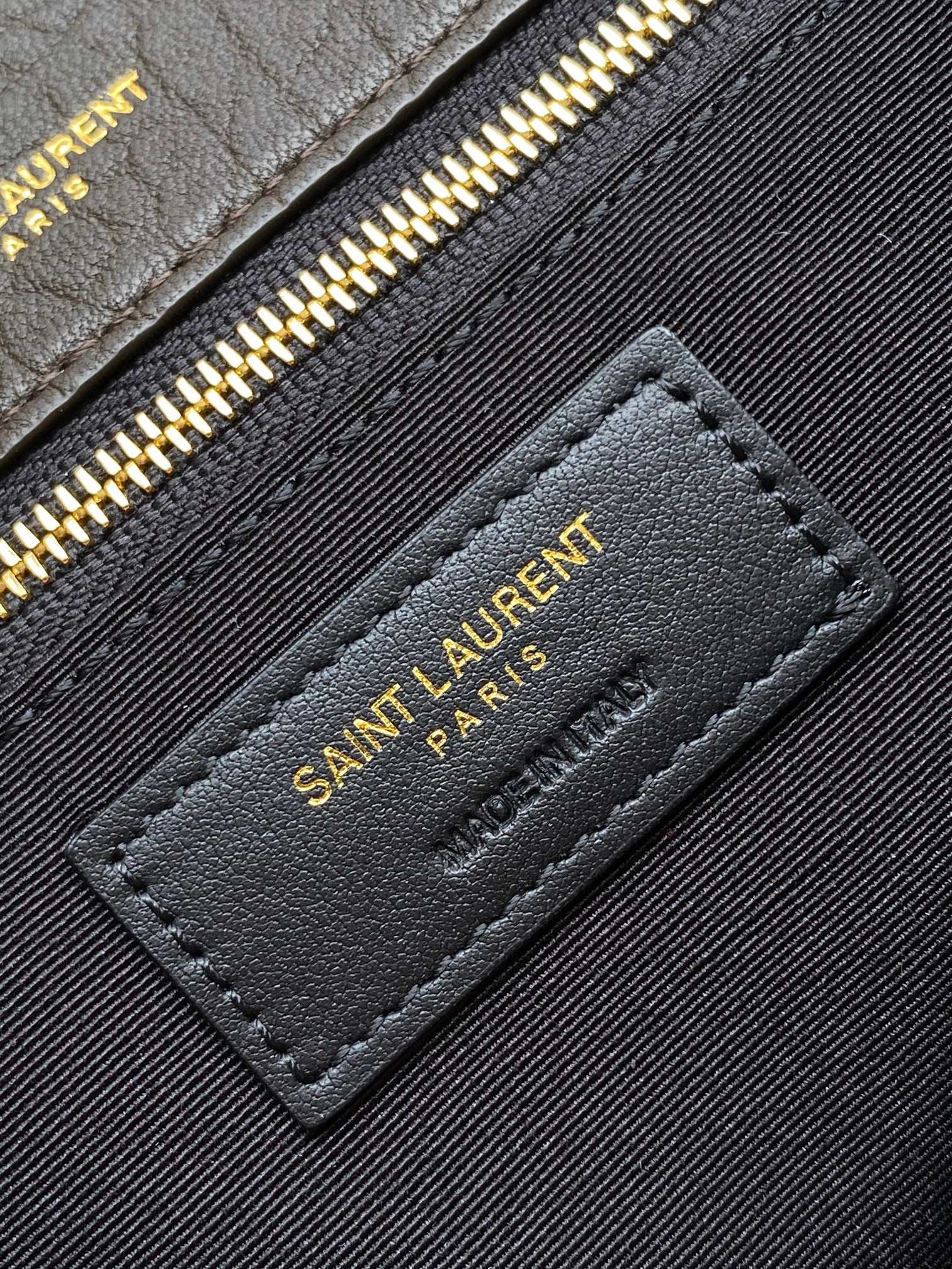 Sa**t Lau*nt niki medium chain bag in chocolate grained lambskin