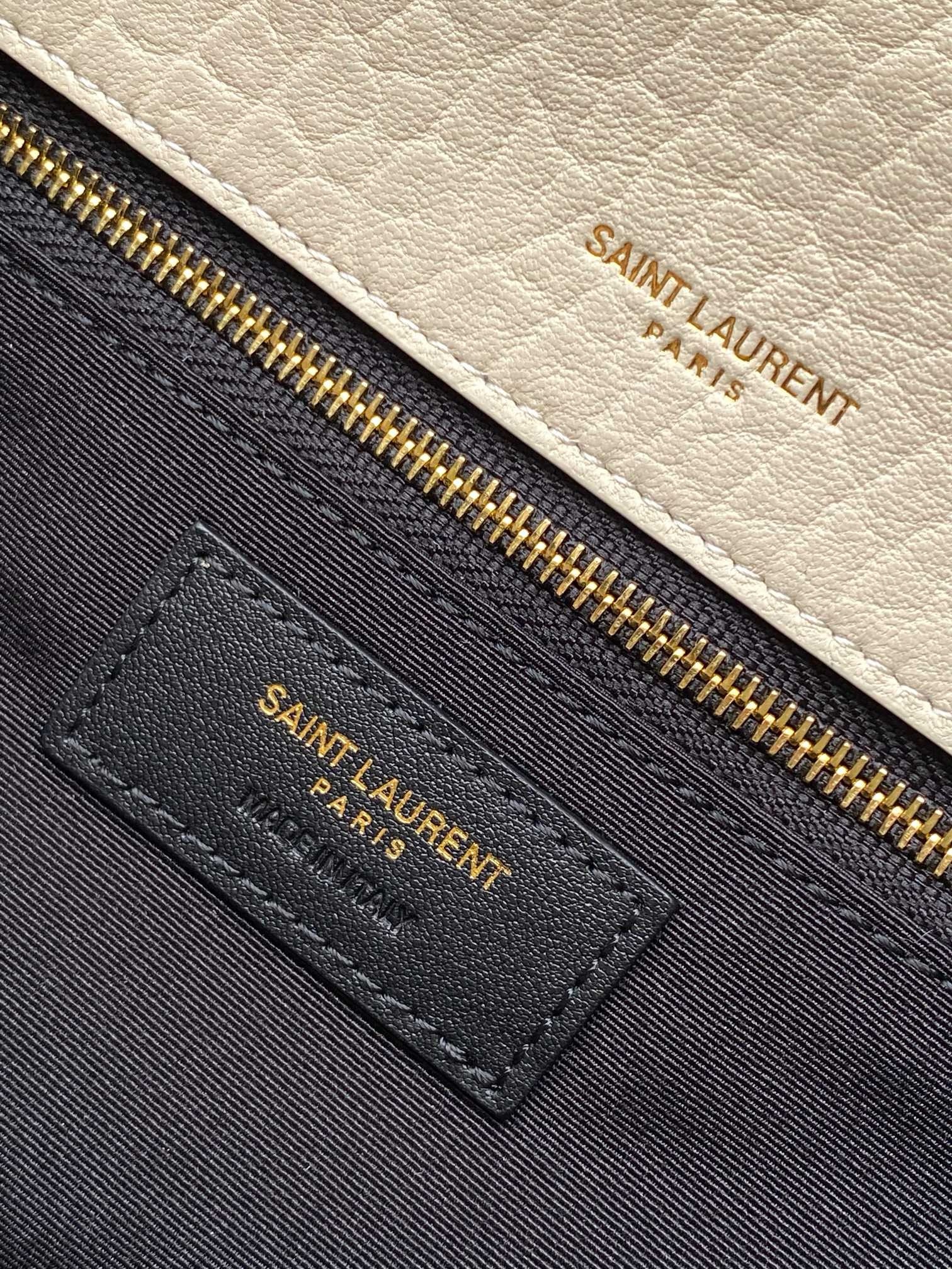Sa**t Lau*nt niki medium chain bag in white grained lambskin