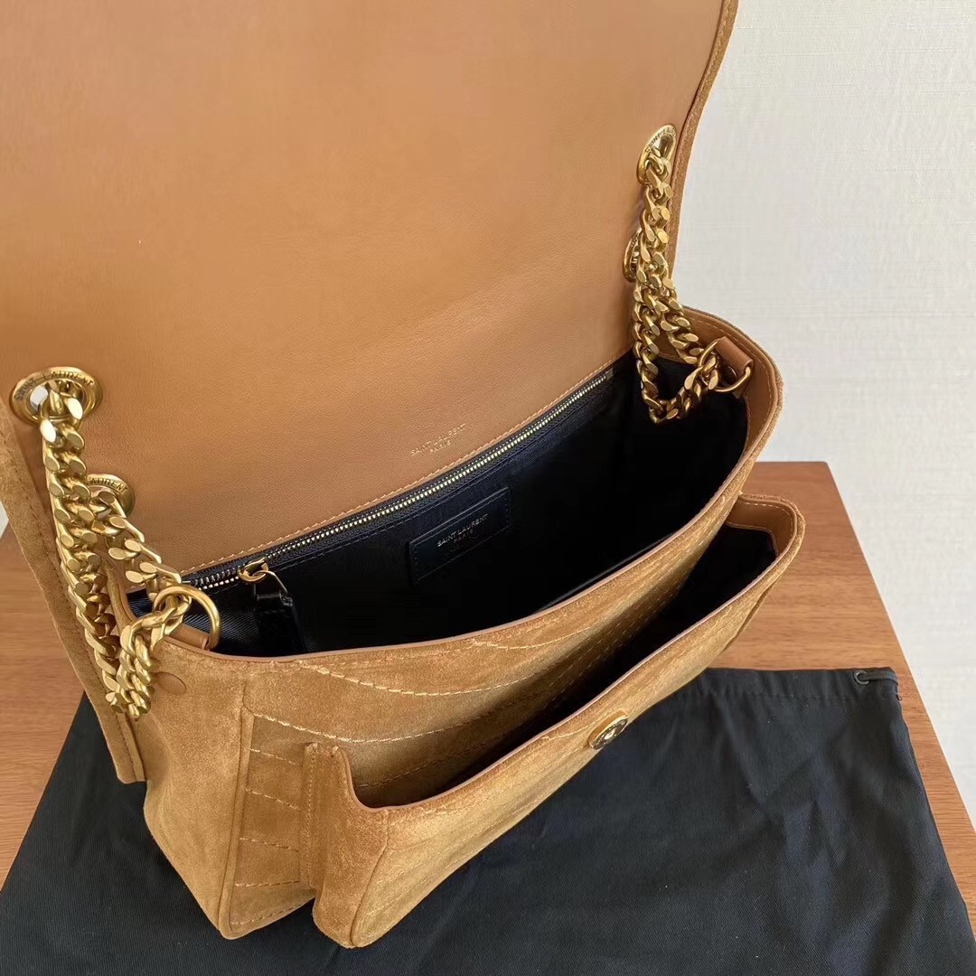 Sa**t Lau*nt medium niki bag in brown suede