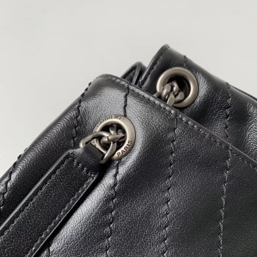 Sa**t Lau*nt nolita medium bag in black quilted leather