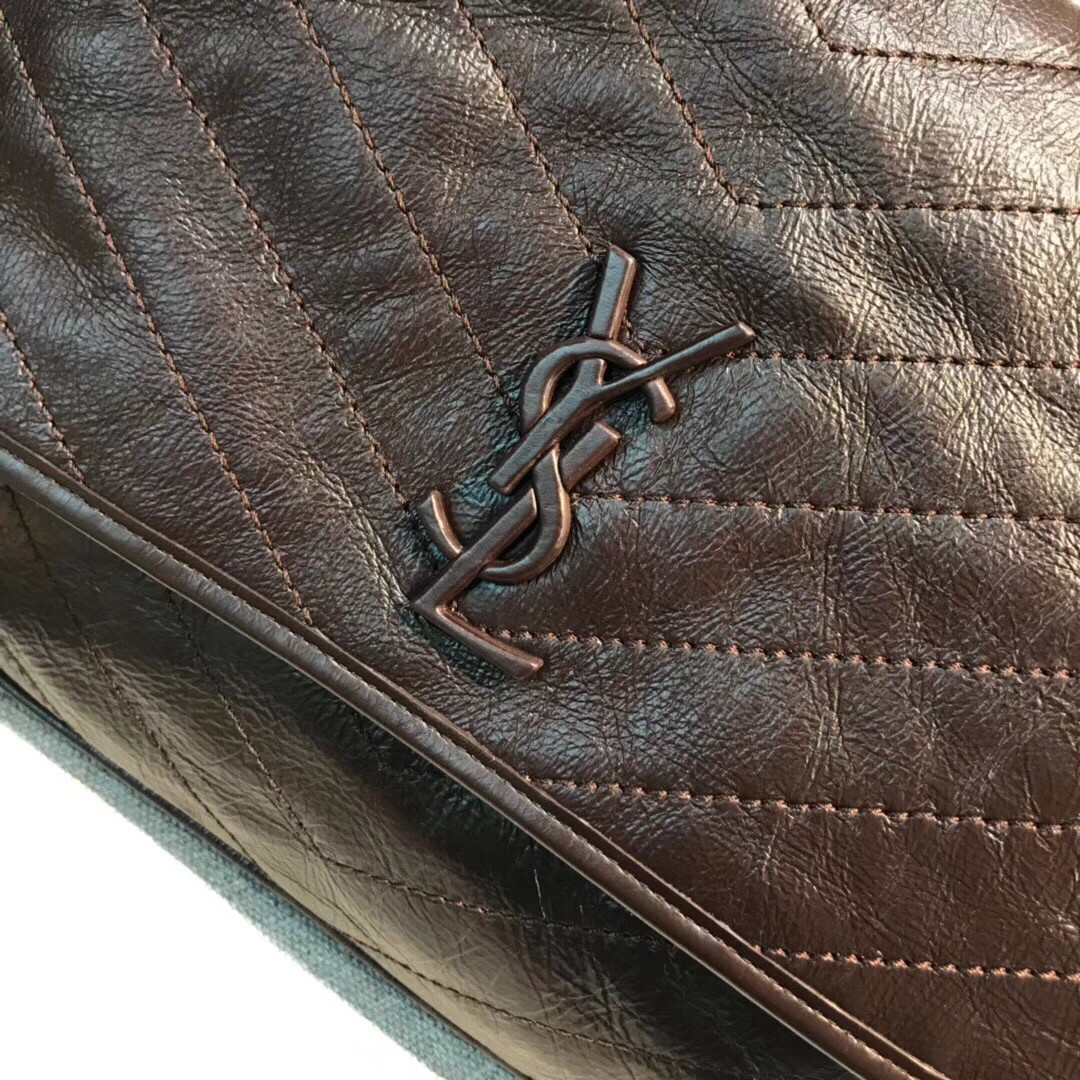 Sa**t Lau*nt large niki chain bag in bordeaux crinkled leather