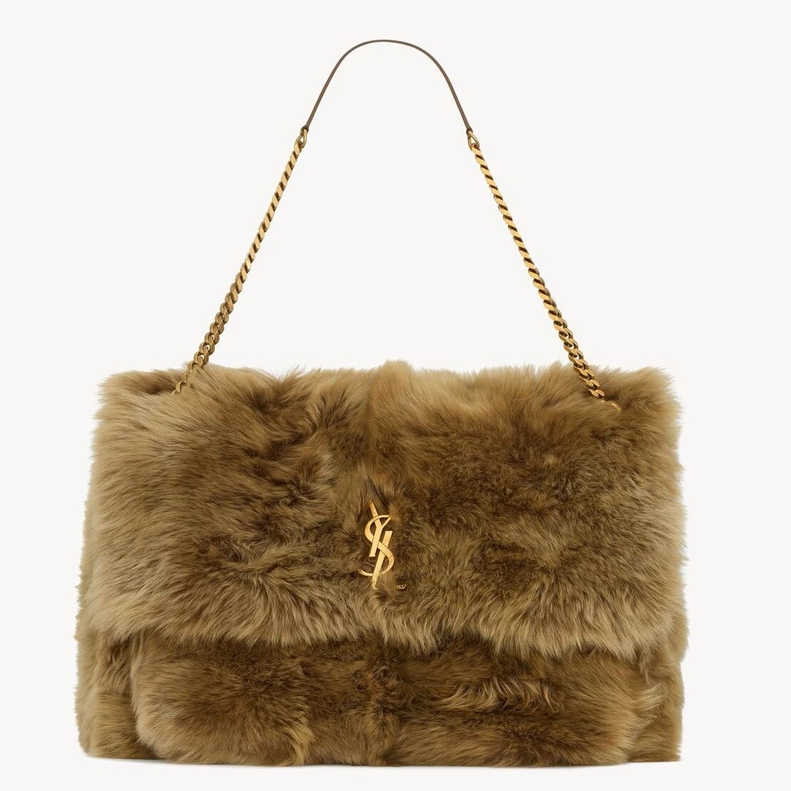Sa**t Lau*nt niki oversized shoulder bag in brown shearling