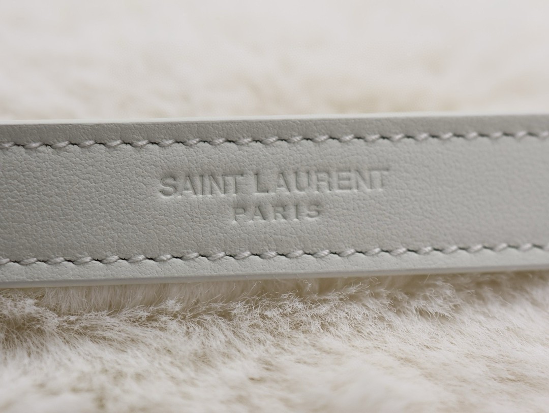 Sa**t Lau*nt niki oversized shoulder bag in white shearling