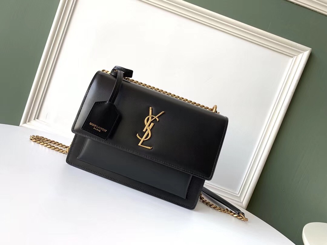 Sa**t Lau*nt sunset medium bag in black calfskin